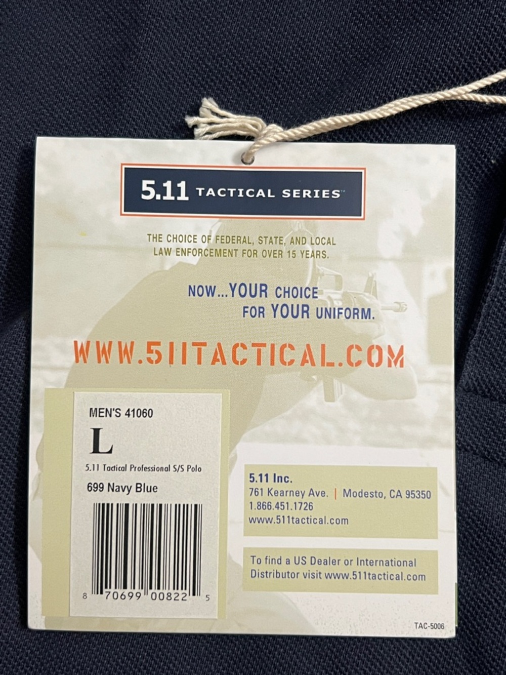 NWT 5.11 Tactical Series Men's Navy Blue Polo Shirt Size Large - Picture 6 of 9